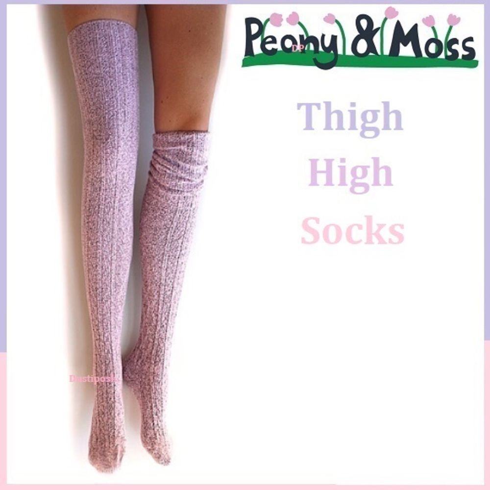 Pink Peony and Moss Marled Thigh High Over Knee Socks Anthropologie Boot Sexy
